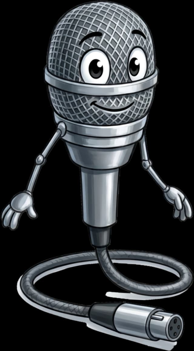 Mikey the microphone mascot with encouraging expression